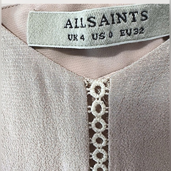 ALLSAINTS Karin Mini Slip Dress Size 0, cream-retail $189. Like new - Picture 6 of 9